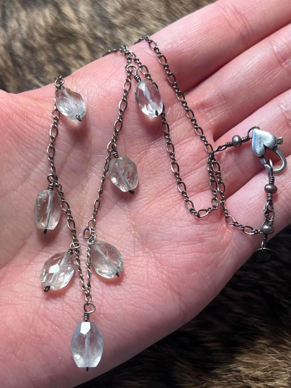 Sterling silver Lenni Navarro clear quartz drop necklace